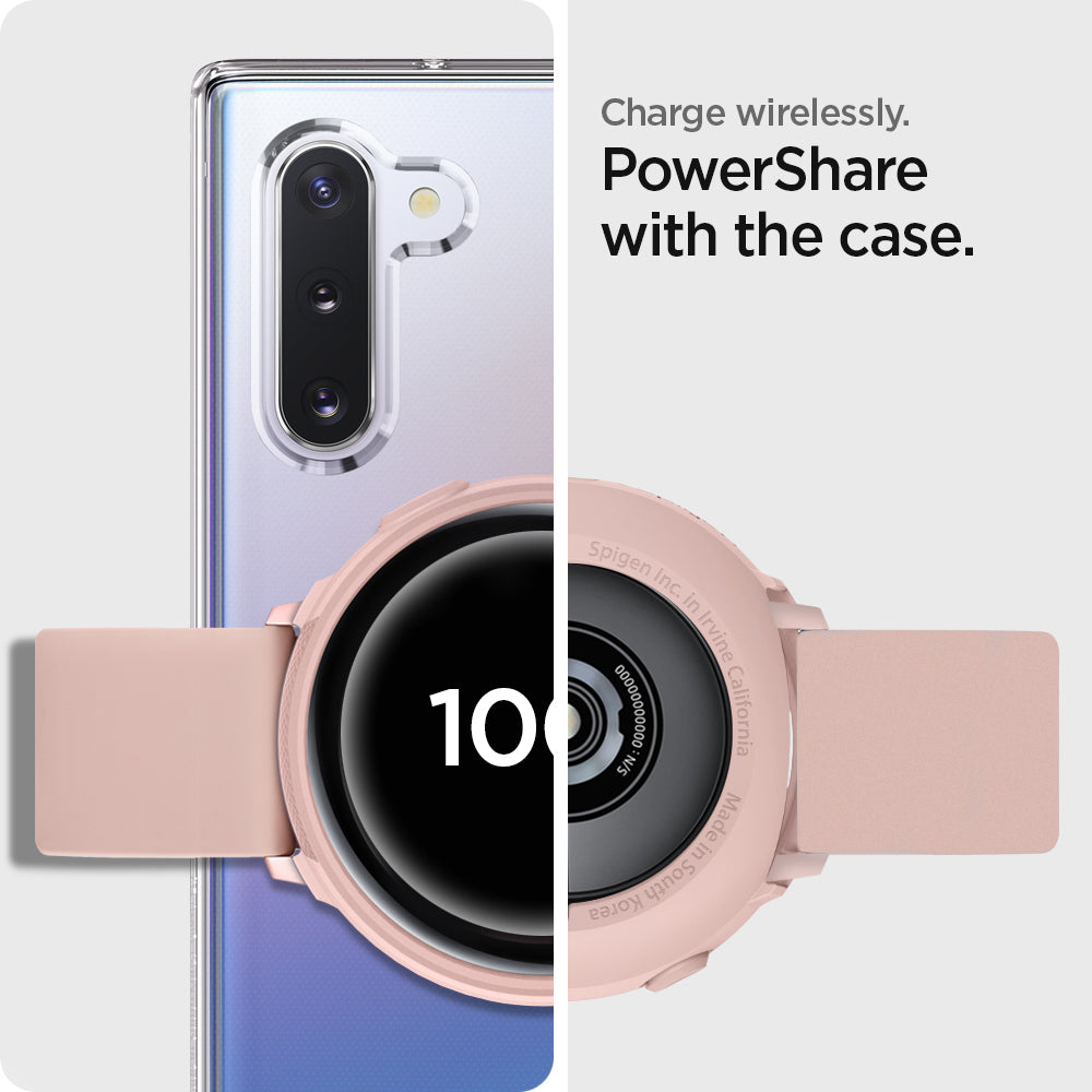 ACS00818 - Galaxy Watch Active 2 (44mm) Case Liquid Air in pink gold charge wirelessly. power share with the case.