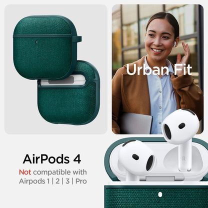 ACS08650 - AirPods 4 Pro / AirPods 4 Case Urban Fit in Midnight Green showing the AirPods 4 not compatible with AirPods 1 | 2 | 3 | Pro