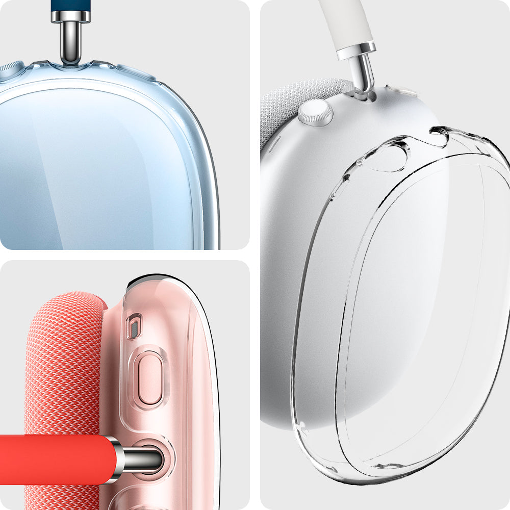 ASD02813 - Apple AirPods Max Case Ultra Hybrid Pro in crystal clear showing the different angles