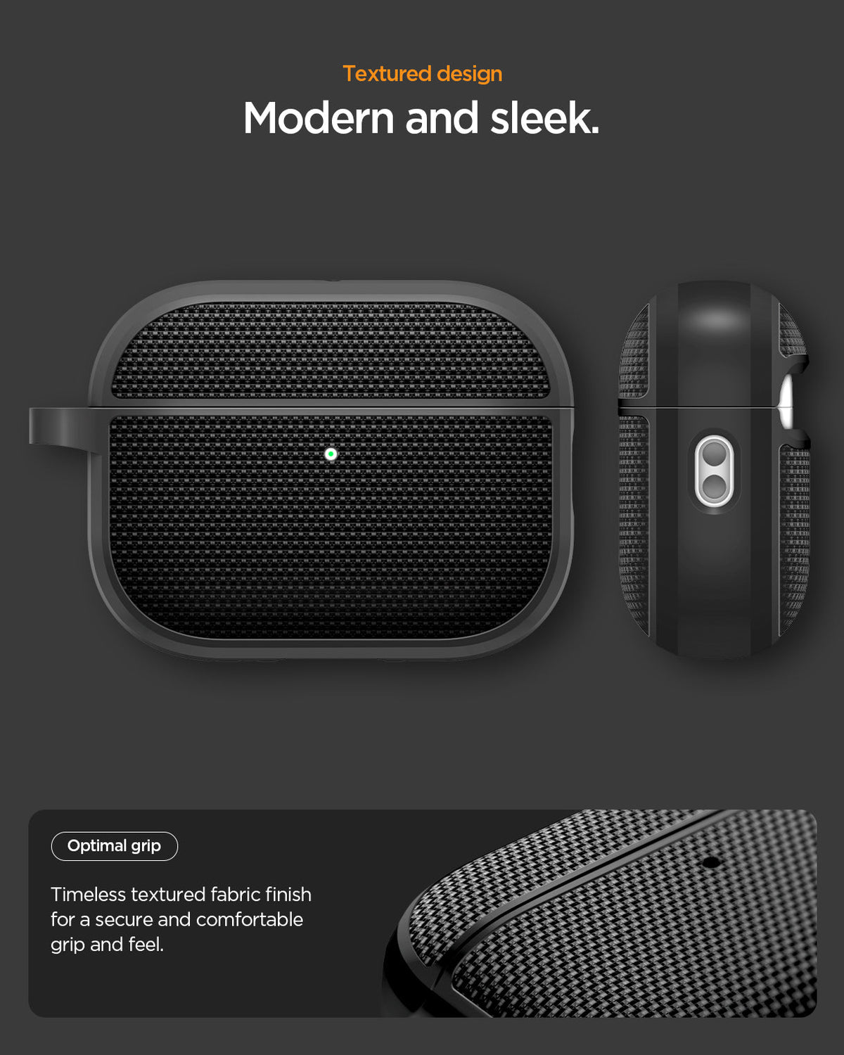 ACS10604 - AirPods Pro 3 Classic Fit in Black showing textured design. modern and sleek