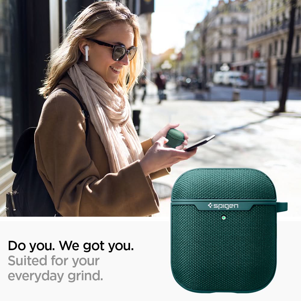 ASD00678 - Apple AirPods 1 / 2 Case Urban Fit in midnight green showing how it is suited for your everyday grind