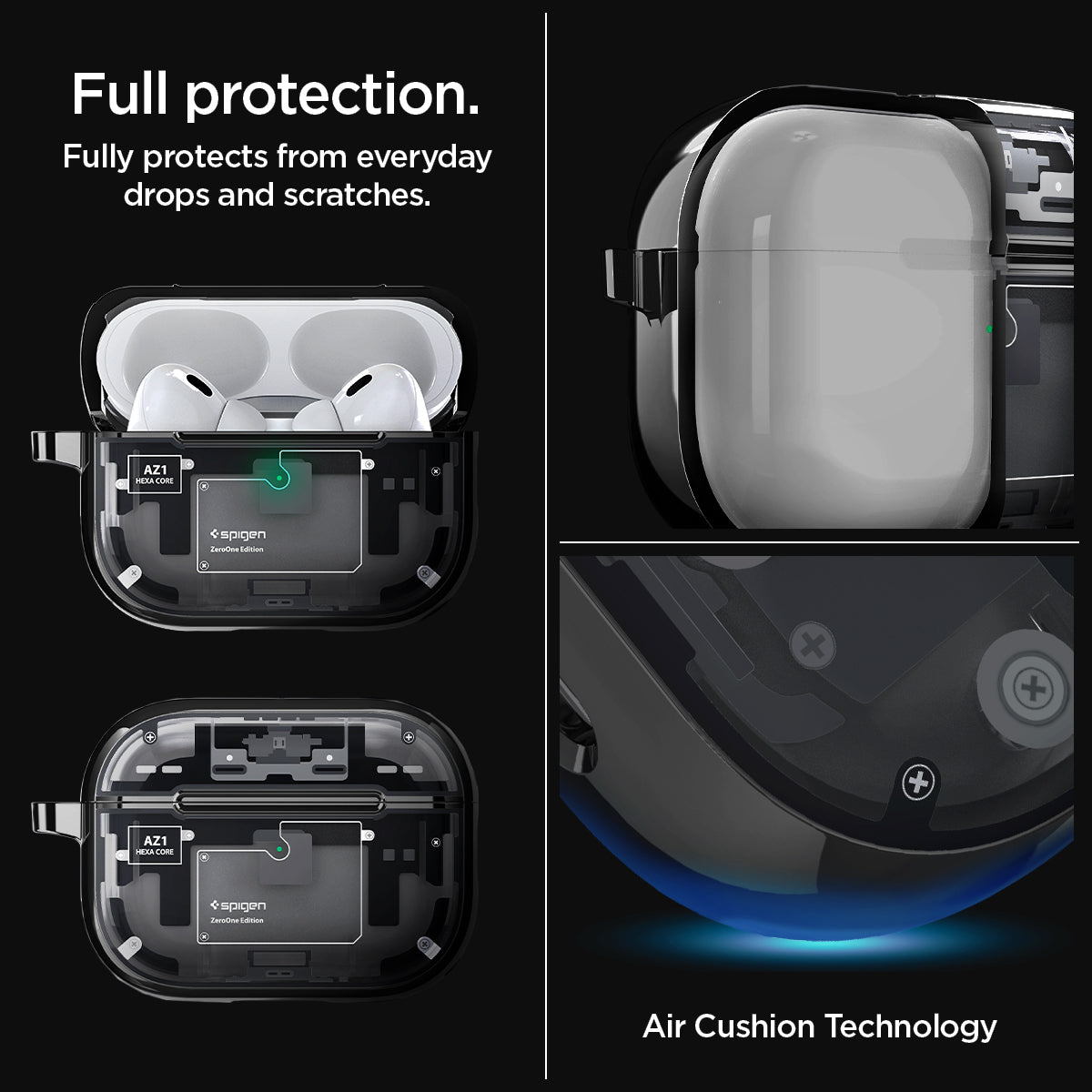 ACS05593 - AirPods Series Ultra Hybrid Zero One (MagFit) Case in zero one showing the full protection. Fully protects from everyday drops and scratches with Air Cushion Technology