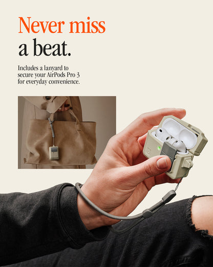 ACS10978 - AirPods Pro 3 Classic LS showing never miss a beat. Includes a lanyard to secure your Airpods Pro 3 for every day convenience