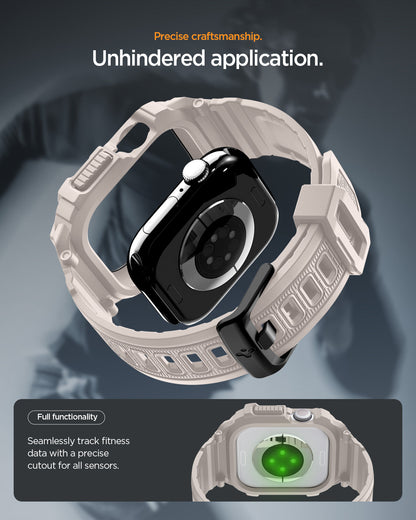 ACS10496 - Apple Watch 10/11 (42mm) Rugged Armor Pro 2 in Dune Beige showing precise craftsmanship. unhindered application