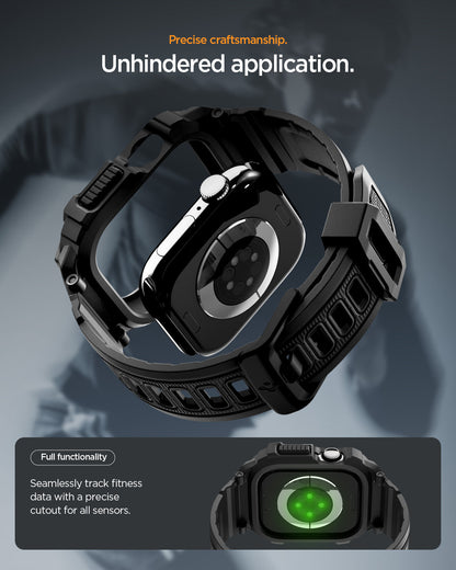 ACS10494 - Apple Watch 10/11 (42mm) Rugged Armor Pro 2 in Matte Black showing precise craftsmanship. unhindered application