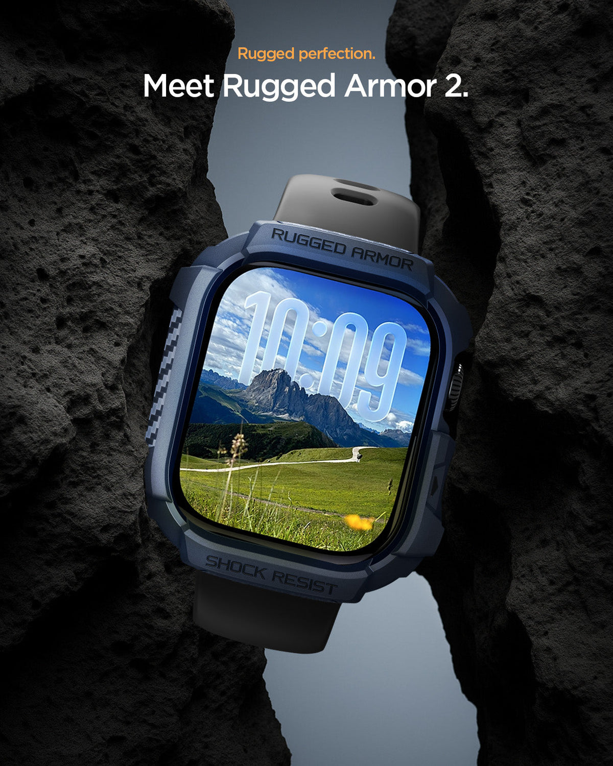 ACS10501 - Apple Watch 10/11 (46mm) Rugged Armor 2 in Navy Blue showing rugged perfection. meet rugged armor 2.