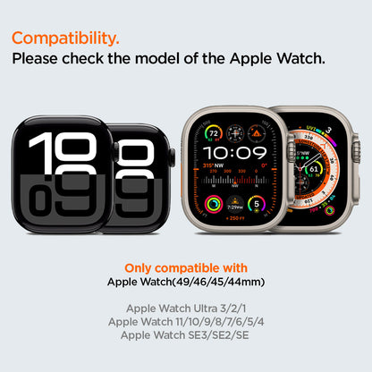 AMP10508 - Apple Watch 10/11 (46mm) WBS2 in black showing the compatibility with Apple Watch(49/46/45/44mm) Apple Watch Ultra 3/2/1 Apple Watch 11/10/9/8/7/6/5/4/SE3/SE2/SE