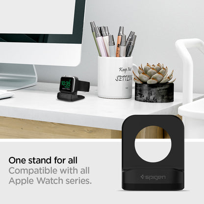 SGP11584 - Apple Watch Night Stand S350 in black showing the one stand for all. Compatible with all Apple Watch Series