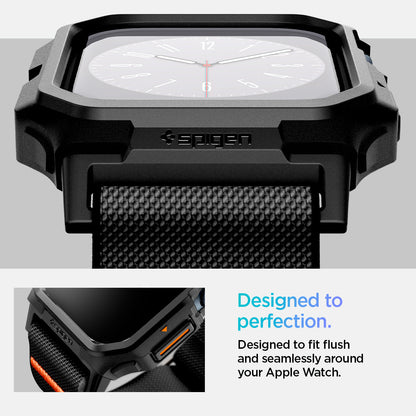 ACS08609 - Apple Watch (46mm) Case Lite Fit Pro in Matte Black showing the designed to perfection. Designed to fit flush and seamlessly around your Apple Watch