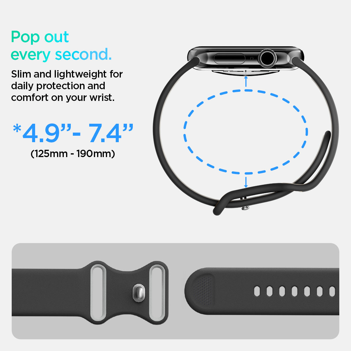 AMP09324 - Apple Watch Series - Nano Pop 42mm in Black Sesame pop out every second. Slim and lightweight for daily protection and comfort on your wrist. 125mm-190mm.
