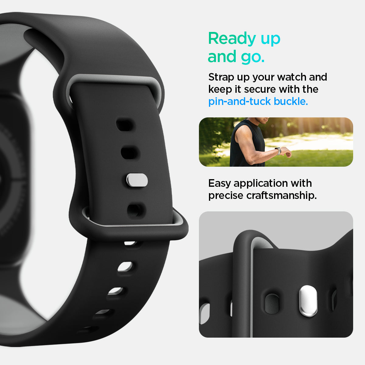 AMP09324 - Apple Watch Series - Nano Pop 42mm in Black Sesame ready up and go. Strap up your watch and keep it secure with the pin and tuck buckle. Easy application with precise craftsmanship.