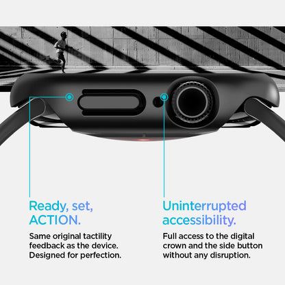 ACS08588 - Apple Watch 10 (42mm) Case Thin Fit in Black same original tactility feedback as the device designed for perfection. Ready set action. Uninterrupted accessibility. Full access to the digital crown and the side button without any disruption.