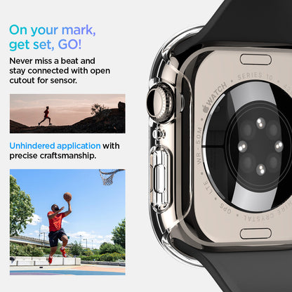 ACS08589 - Apple Watch 10 (42mm) Case Thin Fit in Crystal Clear never miss a beat and stay connected with open cutout for the sensor. Write down On your mark, get set GO! Unhindered application with precise craftsmanship.