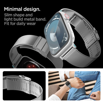 AMP07225 - Apple Watch (41mm) Sleek Link in Silver slim shape and light build metal band. fit for daily wear. Minimal design