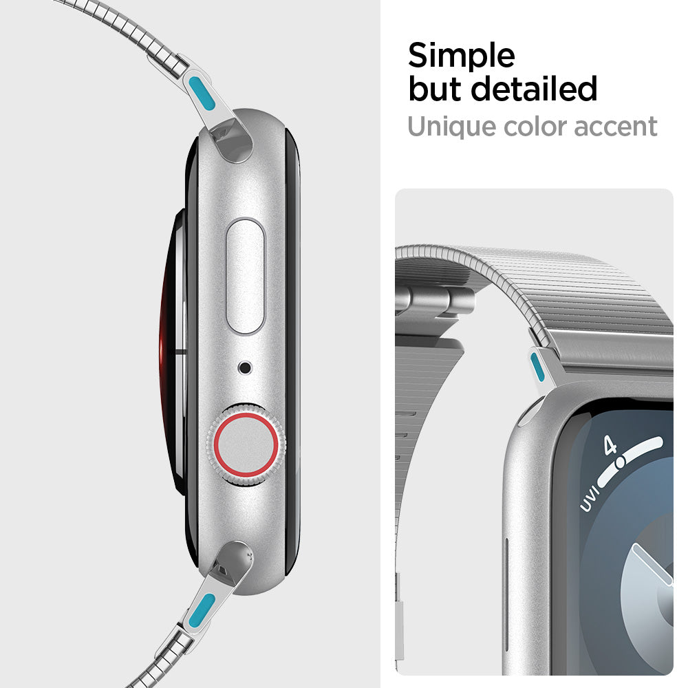 AMP07224 - Apple Watch (49mm) Sleek Link in Silver unique color accent. Simple but detailed.