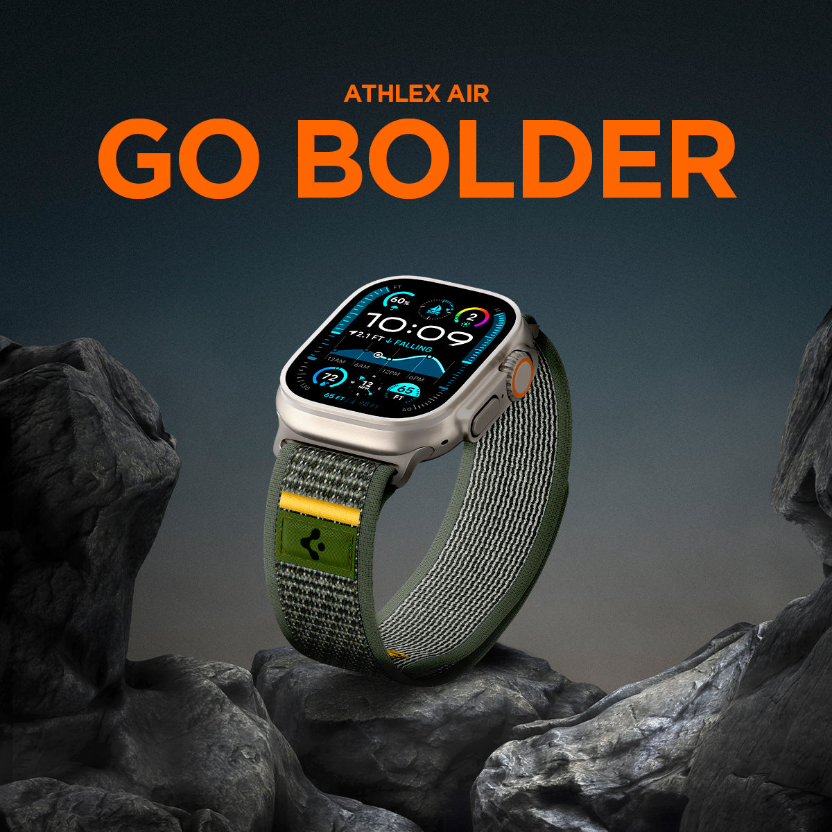 AMP09035 - Apple Watch 10 (46mm) Athlex Air in Active Green showing the athlex air go bolder