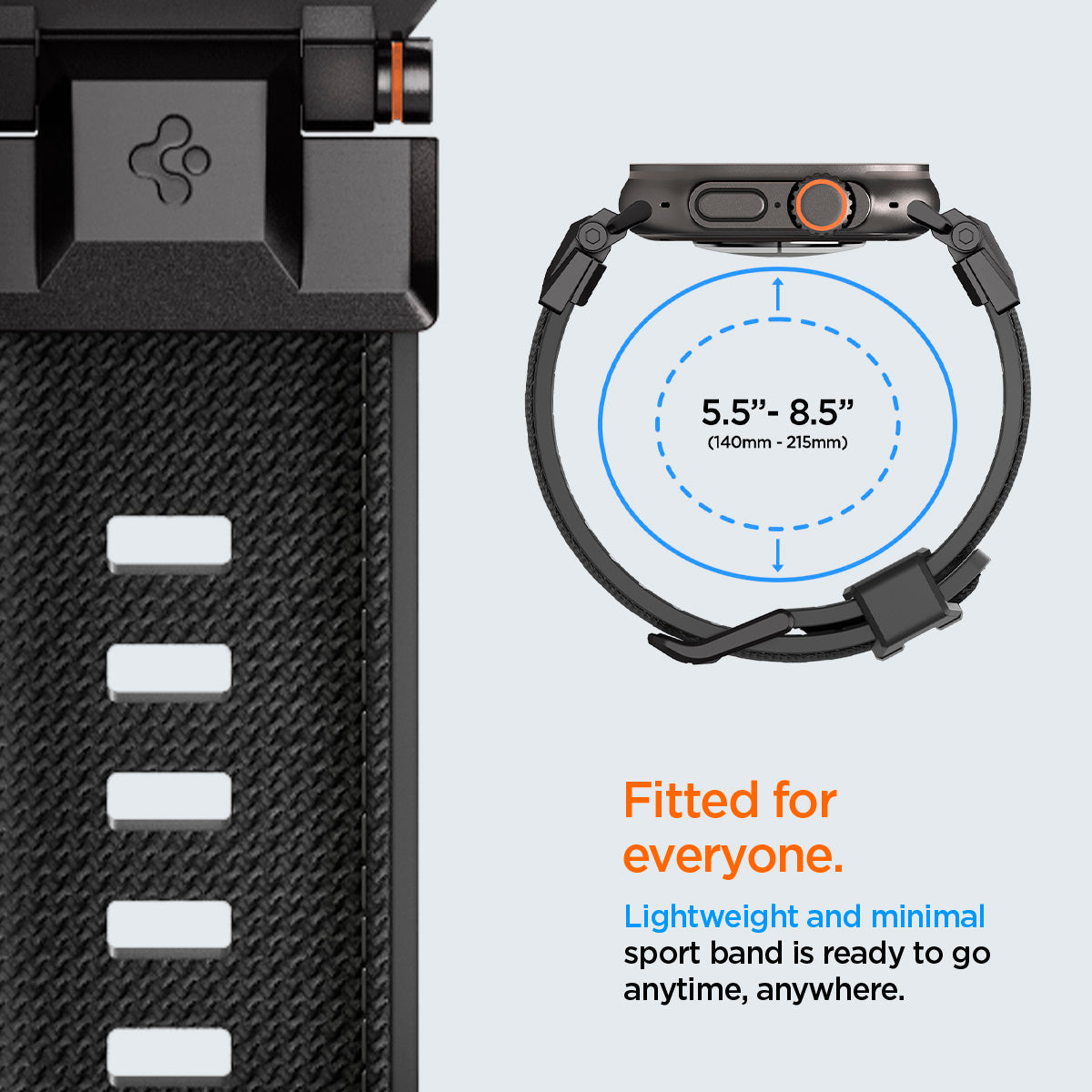 AMP09229 - Apple Watch Ultra (49mm) DuraPro Armor in Black Edition lightweight and minimal sport band is ready to go anytime, anywhere.