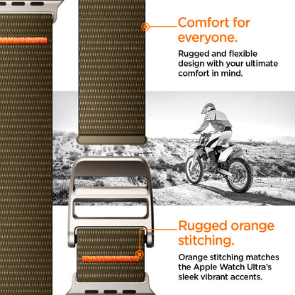 AMP05982 - Apple Watch (49mm) DuraPro Flex Ultra in Khaki rugged and flexible design with your ultimate comfort in mind. Orange stitching matched the Apple Watch Ultra's sleek vibrant accents.