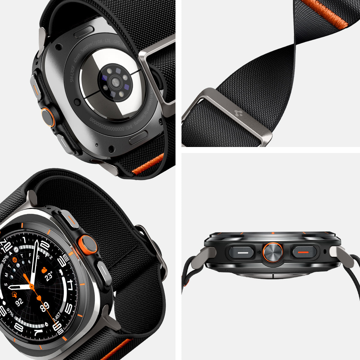 AMP08772 - Galaxy Watch Ultra (47mm) Lite Fit Band in Black showing detail.