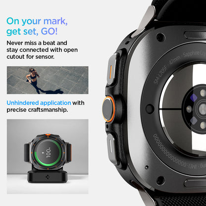AMP08772 - Galaxy Watch Ultra (47mm) Lite Fit Band in Black on your mark, get set go! never miss a beat and stay connected with open cutout for sensor. unhindered application with precise craftsmanship.