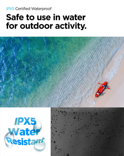 AMP07226 - AquaShield Waterproof Bag A631 in Black showing the IPX5 certified waterproof, safe to use in water for outdoor activity