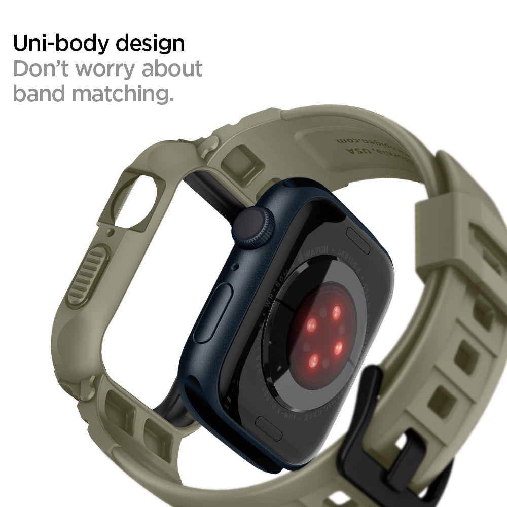 ACS05914 - Apple Watch Series (Apple Watch (45mm)) Case Rugged Armor Pro in vintage khaki uni-body design. Don't worry about band matching.