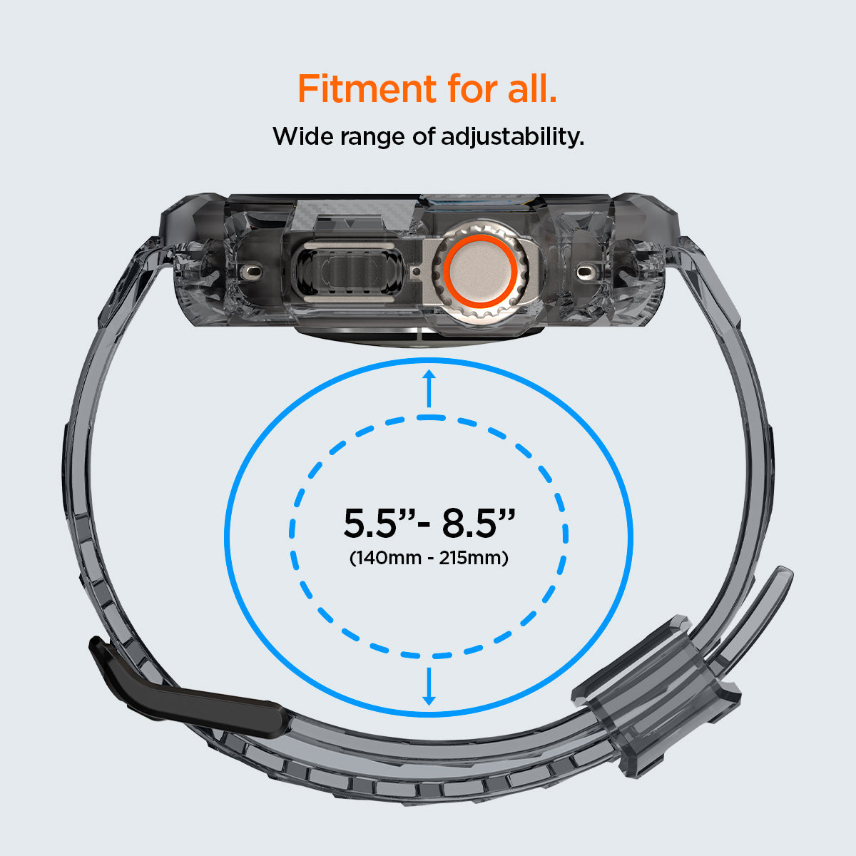 ACS06028 - Apple Watch Series (Apple Watch (49mm)) in space crystal fitment for all, wide range (140mm-215mm) of adjustability.