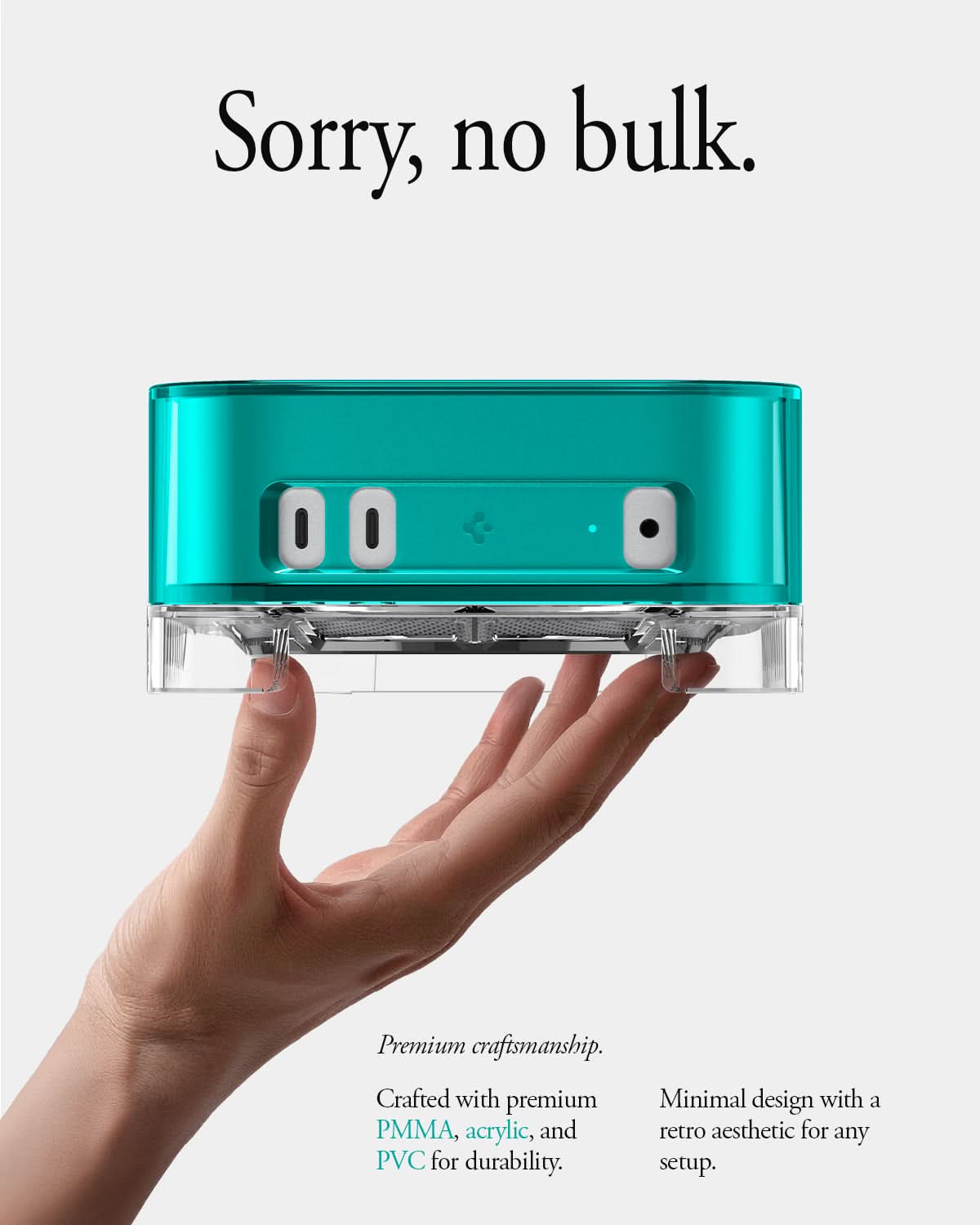ACS09213 - Apple Mac Mini Stand | Classic C1 in Bondi Blue showing sorry, no bulk. crafted with premium PMMA, acrylic and PVC for durabilitry