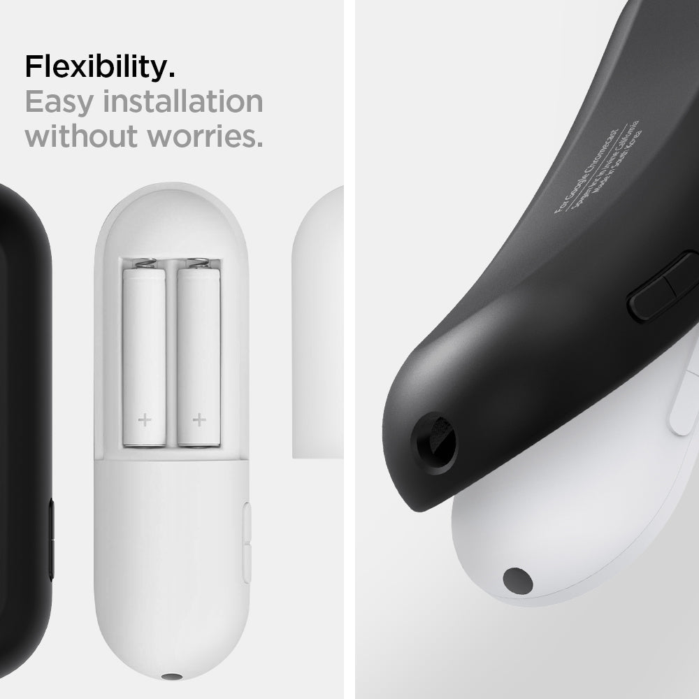 AMP02714 - Chromecast with Google TV Silicone Fit Voice Remote in black showing the flexibility. Easy installation without worries