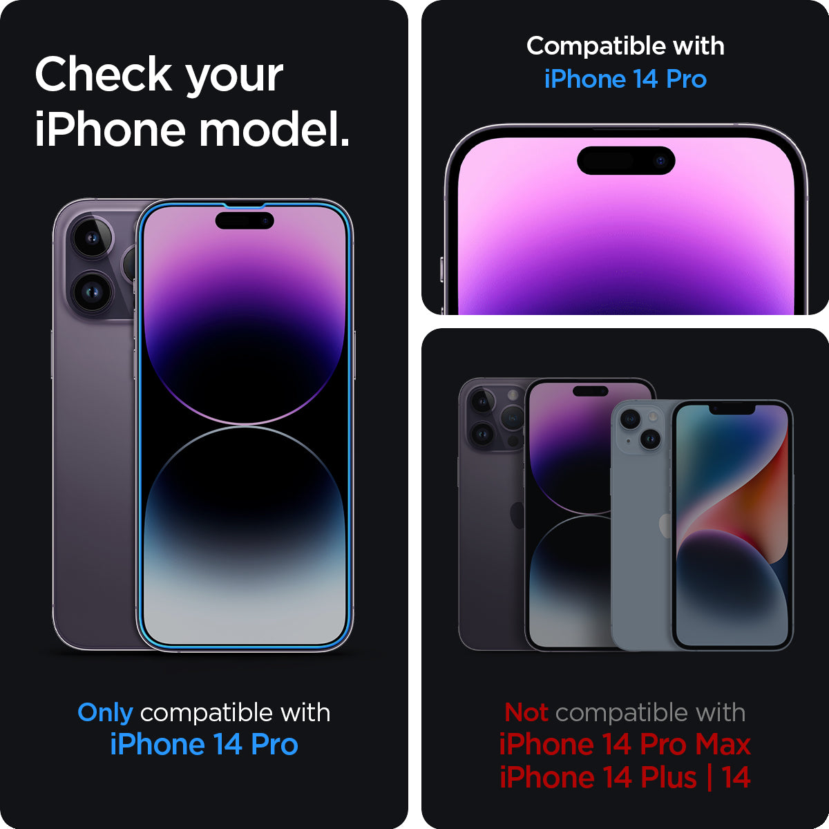 AGL05214 - iPhone 14 Pro Screen Protector EZ FIT GLAS.tR (Sensor Protection) check your iPhone model. Only compatible with iPhone 14 pro. Compatible with iPhone 14 pro. Not compatible with iPhone 14 pro max, 14 plus, 14