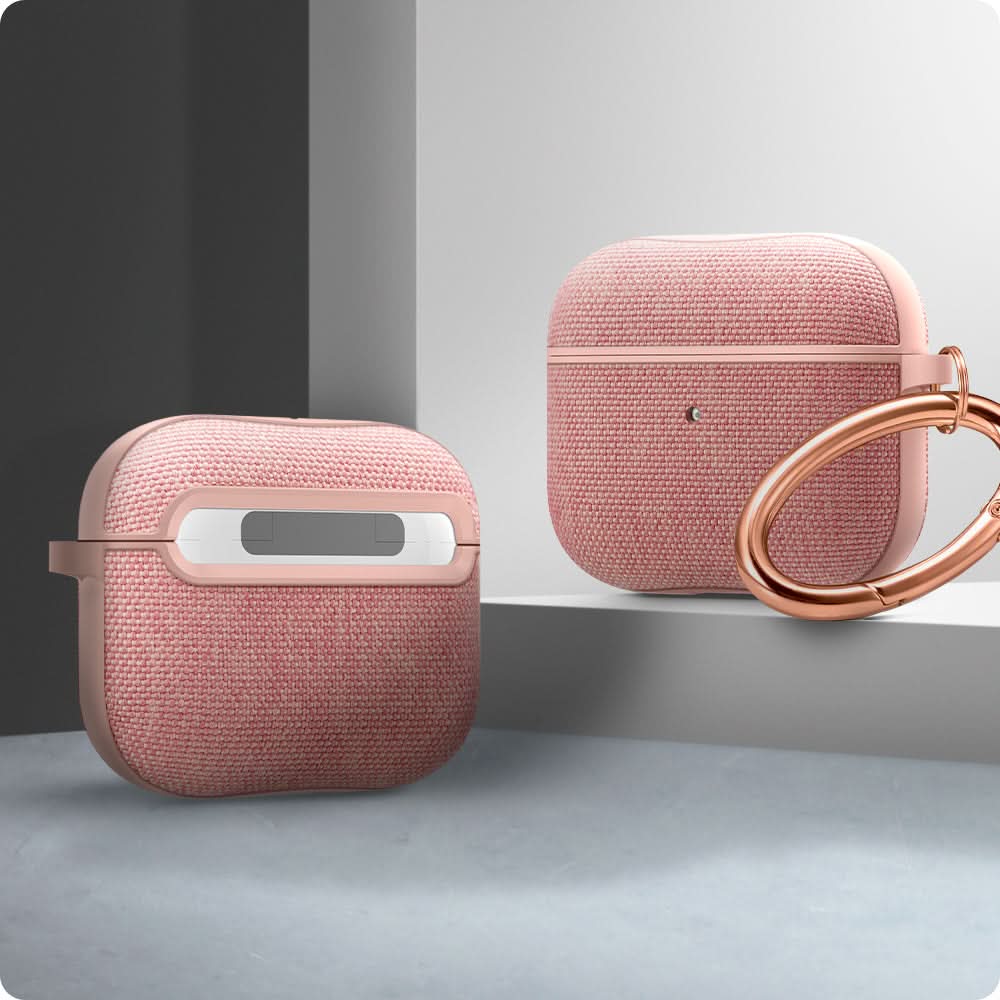 ASD02112 - Apple AirPods 3 Case Urban Fit in rose gold showing the front and back with carabiner attached