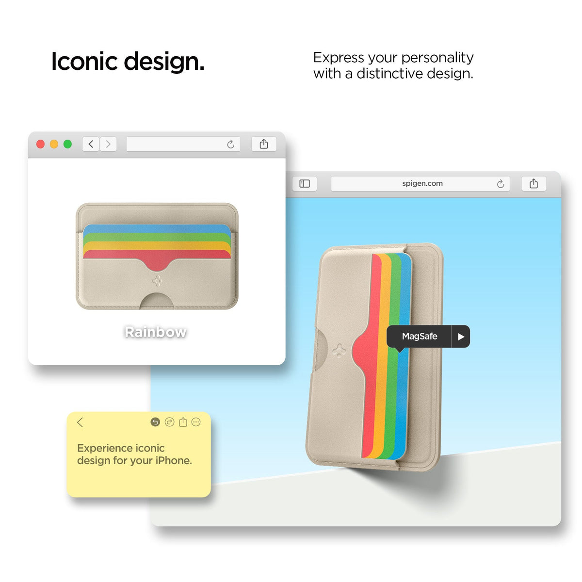 AFA07232 - MagSafe Card Holder Folder Pop (Mag Fit) in Rainbow showing the iconic design. Express your personality with a distinctive design