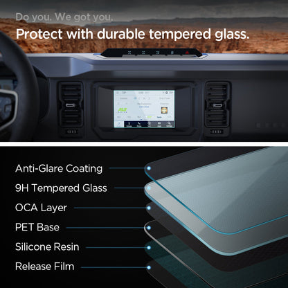 AGL04570 - Ford Bronco 12" Screen Protector GLAS.tR SLIM Anti-Glare showing do you. we got you. protect with durable tempered glass.