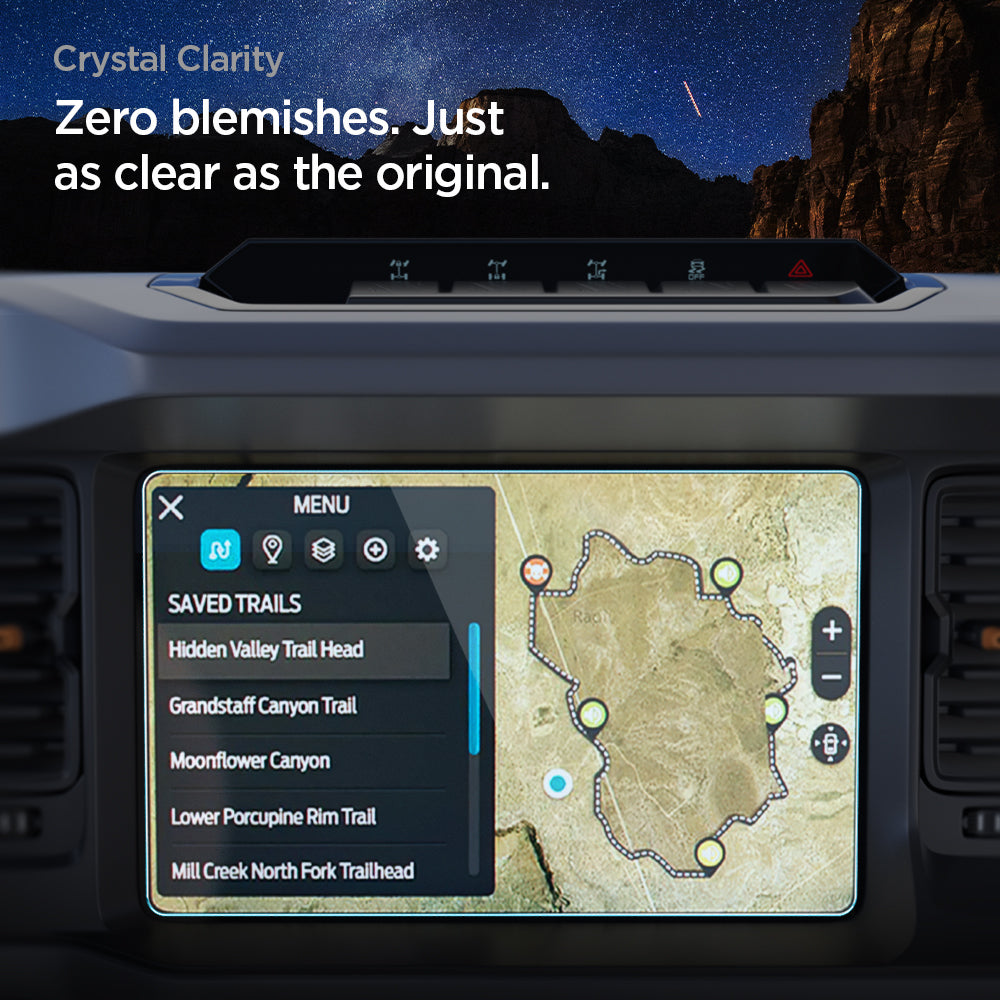 AGL04569 - Ford Bronco 8" Screen Protector GLAS.tR SLIM Anti-Glare showing crystal clarity. zero blemishes. just as clear as the original