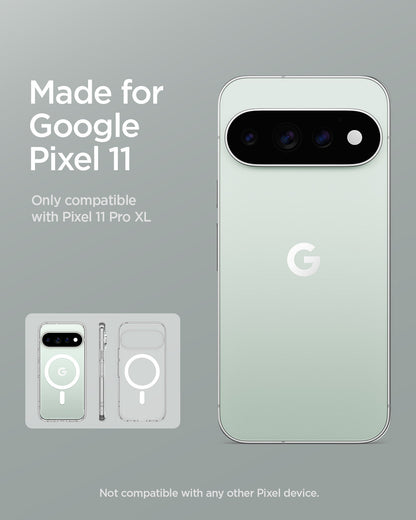 ACS11451 - Pixel 11 Pro XL Ultra Hybrid (Mag Fit) Clear White made for Google Pixel certified case with a built in MagFit ring and precise fit.