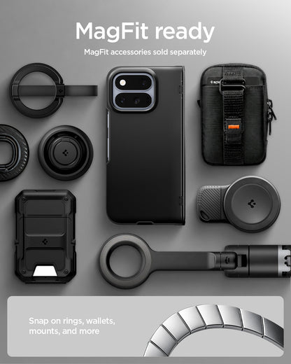 ACS11458 - Pixel 11 Pro Fold Slim Armor Pro (Mag Fit) Black MagFit compatible case supports magnetic rings, wallets, mounts, and other MagFit accessories.