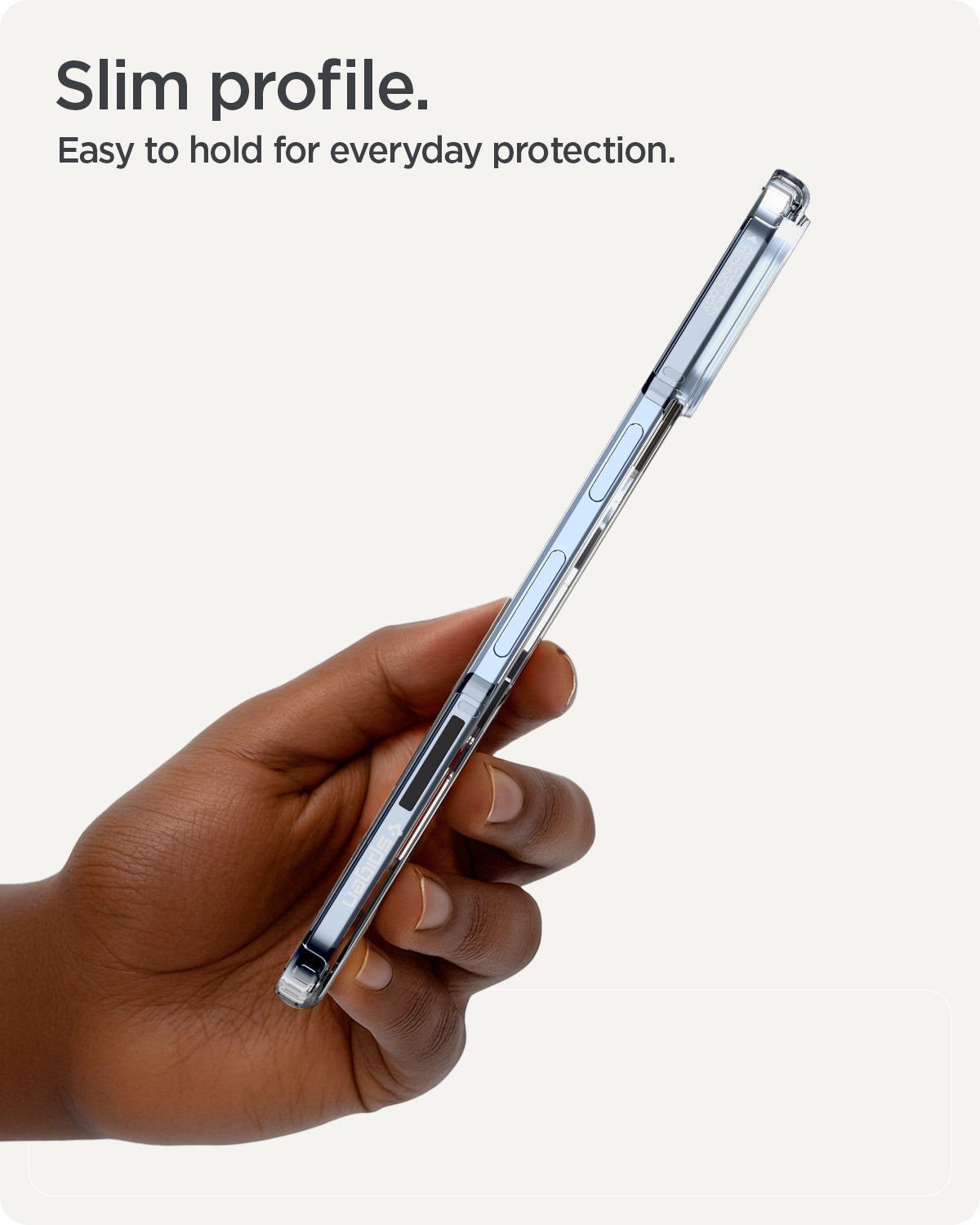ACS09742 - Pixel 10 Pro Fold Case Ultra Hybrid Metal Ring (MagFit) in crystal clear showing the slim profile. Easy to hold for everyday protection