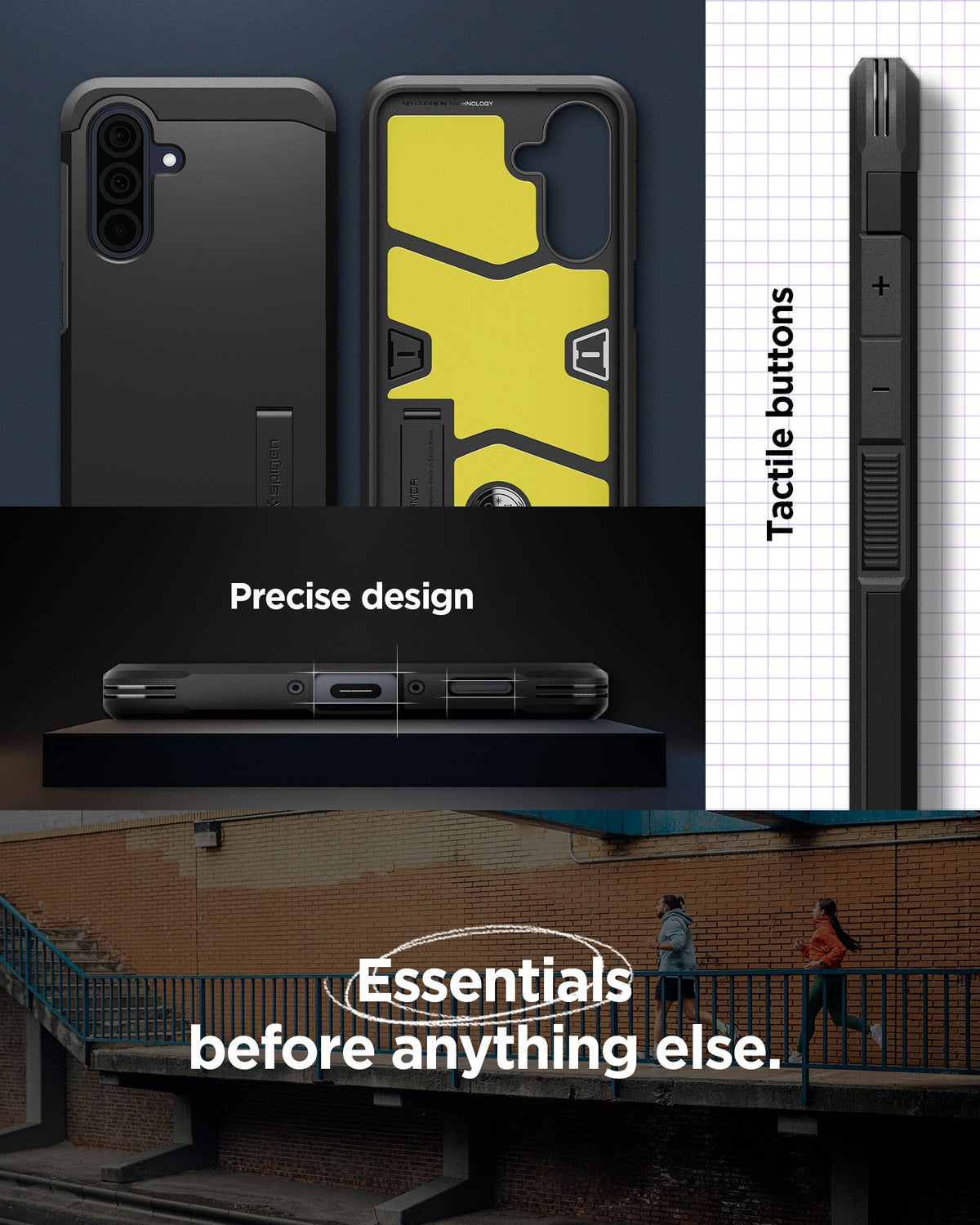 ACS09166 - Galaxy A36 5G Case Tough Armor in Black showing the tactile buttons and precise design