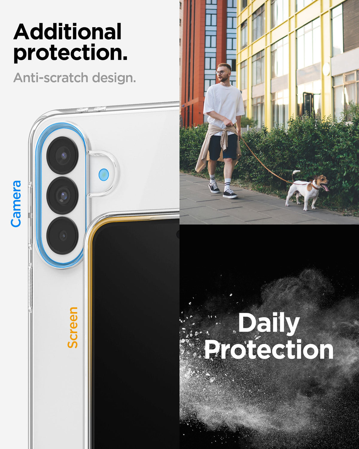 ACS11132 - Spigen Liquid Crystal Galaxy A37 5G Crystal Clear case showing raised camera and screen bezels for anti-scratch daily protection