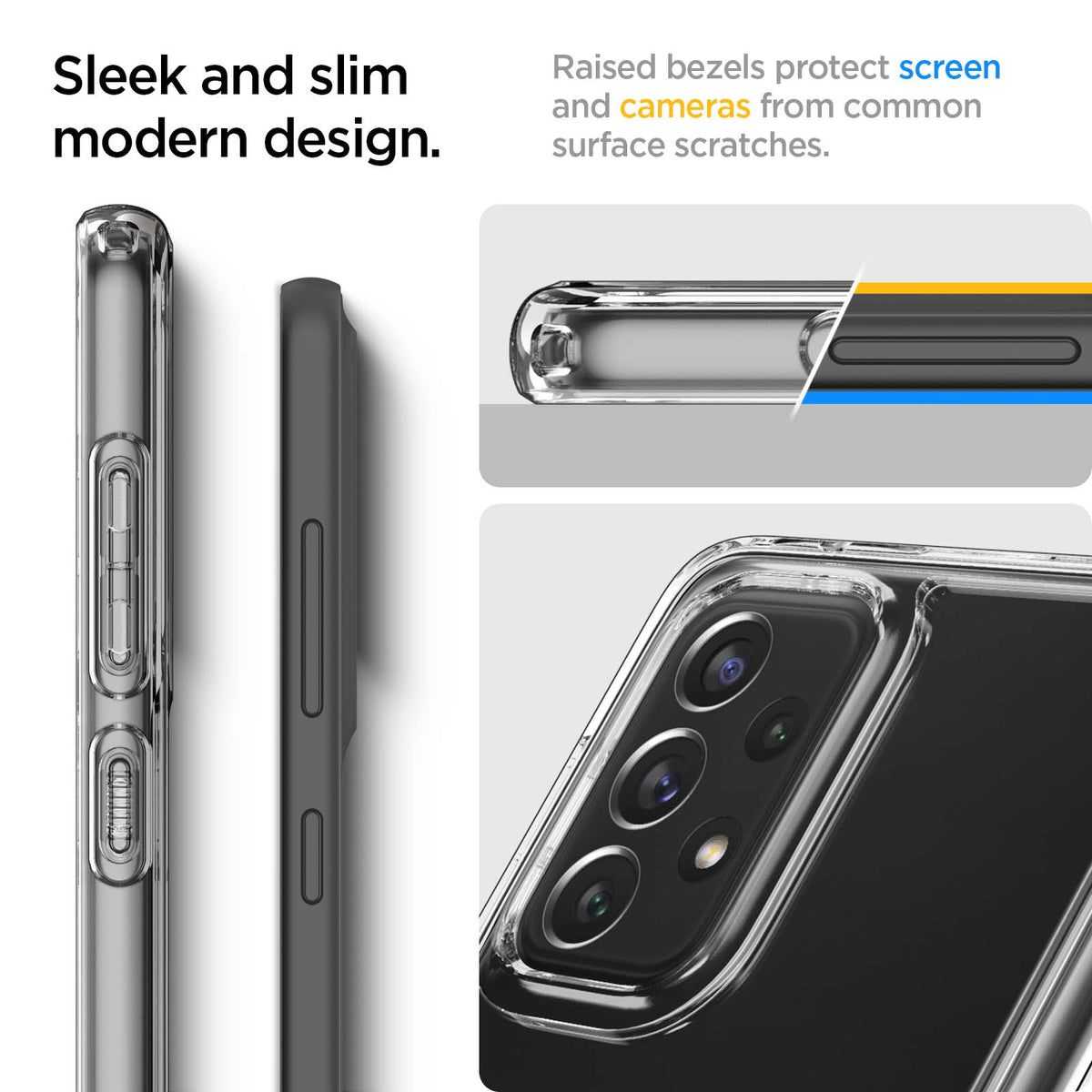 ACS04259 - Galaxy A53 5G Case Ultra Hybrid in Crystal Clear sleek and slim modern design. Raised bezels protect screen and cameras from common surface scratches.
