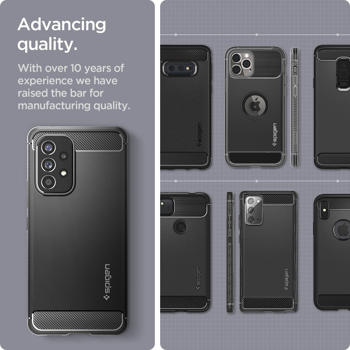 ACS04159 - Galaxy A53 5G Case Rugged Armor in Matte Black showing the advance quality. With over 10 years of experience we have raised the bar for manufacturing quality