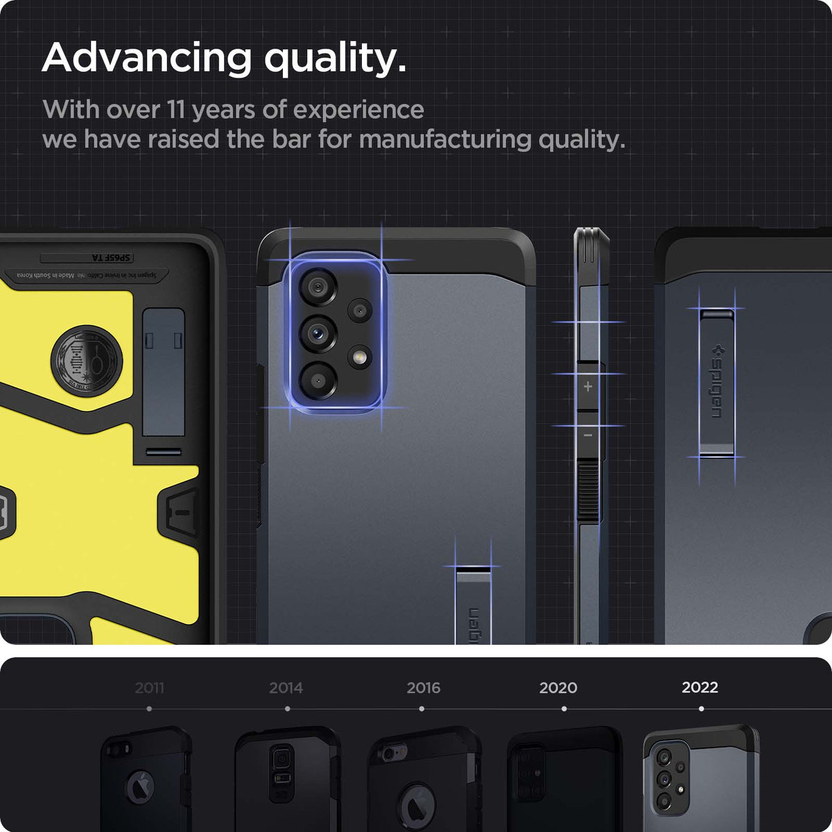 ACS04256 - Galaxy A53 5G Case Tough Armor in Metal Slate showing the advancing quality. With over 11 years of experience we have raised the bar for manufacturing quality