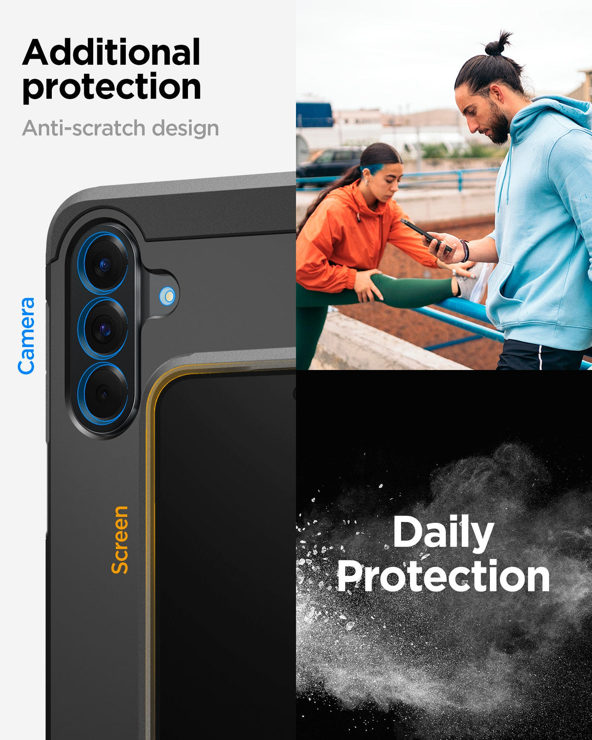 ACS09294 - Galaxy A56 5G Case Tough Armor in Black showing the additional protection with Anti-scratch design