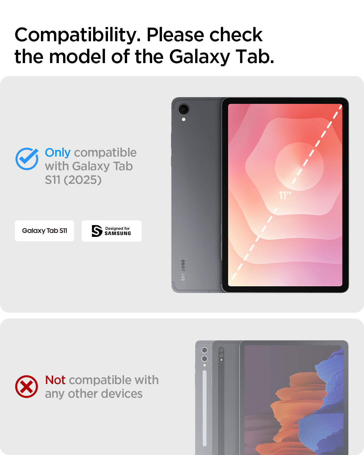 ACS10215 - Galaxy Tab S11 Nano Pop in Blueberry Navy showing compatibility. please check the model of the galaxy tab.