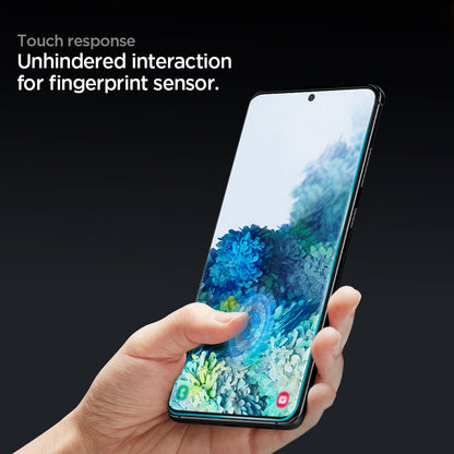 AFL00644 - Galaxy S20 Plus Neo Flex Solid HD Screen Protector touch response unhindered interaction for fingerprint sensor.