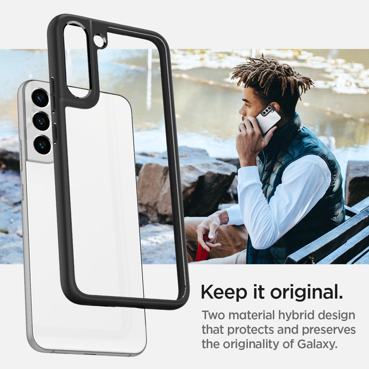 ACS03989 - Galaxy S22 5G Case Ultra Hybrid in matte black keep it original. Long lasting clarity that preserves the originality with quality.