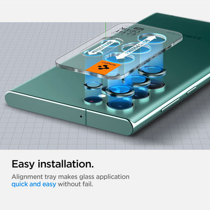 AGL04754 - Galaxy S22 Ultra EZ Fit Optik Pro Lens Protector Glass.tR in green easy installation. alignment tray makes glass application quick and easy without fail.