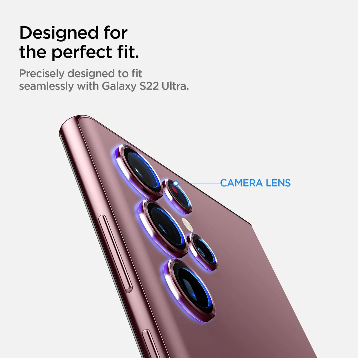 AGL04752 - Galaxy S22 Ultra EZ Fit Optik Pro Lens Protector Glass.tR in burgundy designed for the perfect fit. Precisely designed to fit seamlessly with galaxy S22 Ultra.