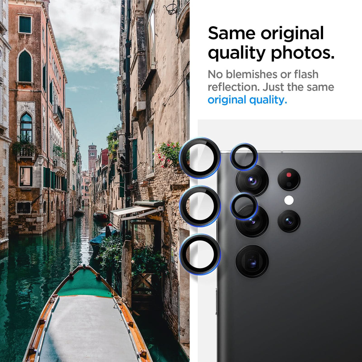 AGL04751 - Galaxy S22 Ultra EZ Fit Optik Pro Lens Protector Glass.tR in black same original quality photos. No blemishes or flash reflection. Just the same original quality.