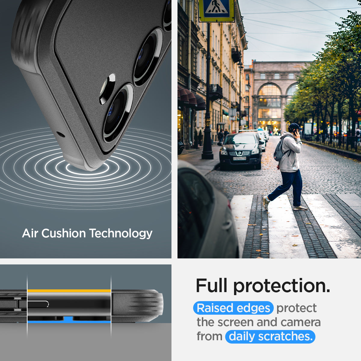 ACS05665 - Galaxy S23 Plus Case Rugged Armor in matte black full protection. raised edges protect the screen and camera from daily scratches. Aircushion technology.